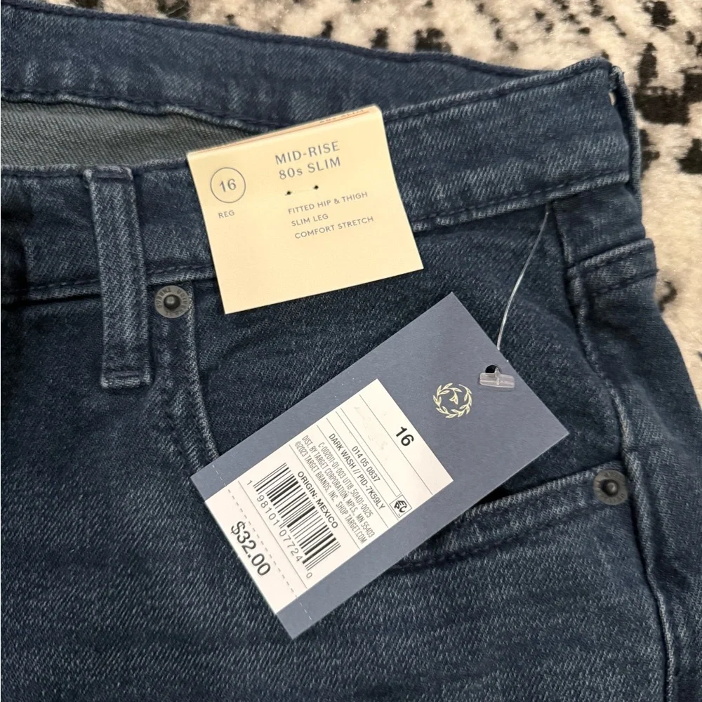 NWT Women's Mid-Rise 80's Slim Fit Jeans - Universal Thread™ Dark Wash 16
